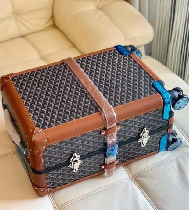 Goyard Brown Goyardine Canvas Leather Bourget PM Trolly - 50 cm