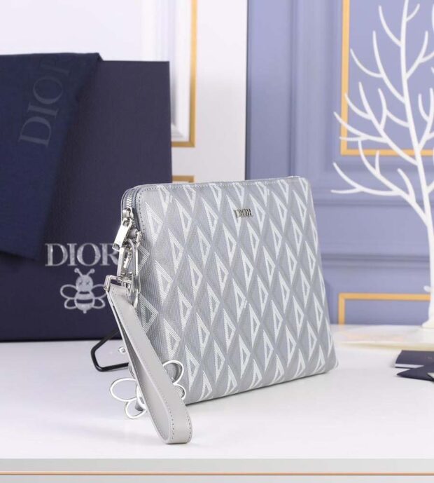Pouch Dior Gray CD Diamond Canvas 750 - Image 3