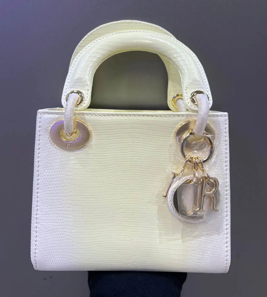 Christian Dior White Lizard Ladies Mini Bag 5000-9